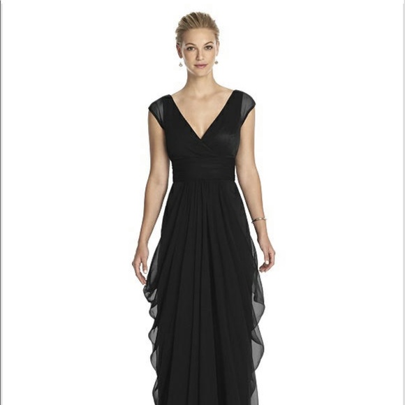 heavy satin bridesmaid dress Halley Fitted V Neck Stretch Satin Bridesmaid Dress with Slit main image 1